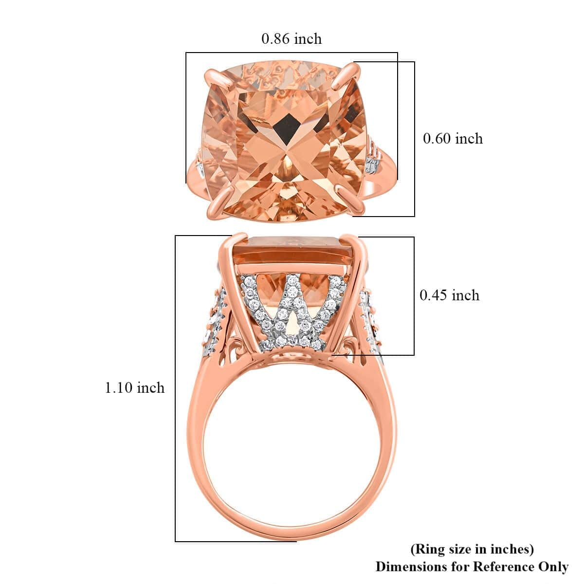 Luxoro 14K Rose Gold AAAA Marropino Morganite and G-H I2 Diamond Ring (Size 6.0) 4.65 Grams 13.25 ctw image number 5