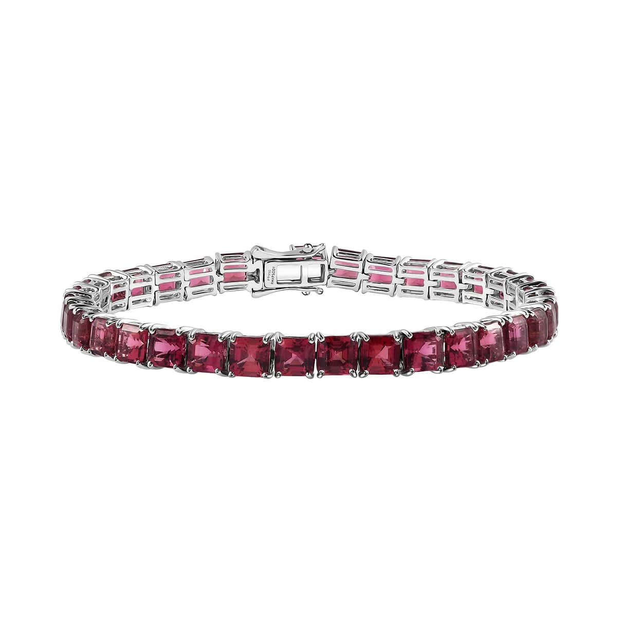 950 Platinum and 18K Gold AAAA Ouro Fino Rubellite Tennis Bracelet (7.25 In) 16.70 Grams 25.35 ctw image number 0