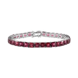 950 Platinum and 18K Gold AAAA Ouro Fino Rubellite Tennis Bracelet (7.25 In) 16.70 Grams 25.35 ctw