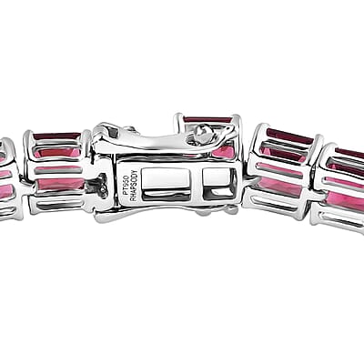 950 Platinum and 18K Gold AAAA Ouro Fino Rubellite Tennis Bracelet (7.25 In) 16.70 Grams 25.35 ctw