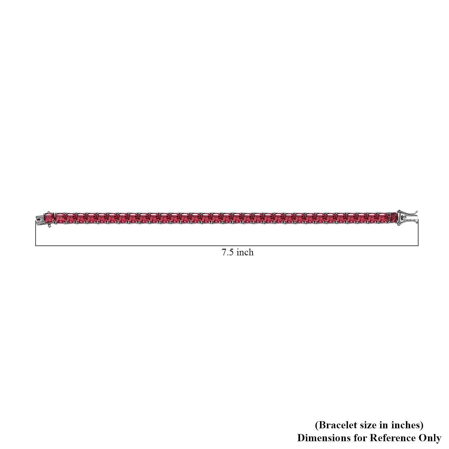 950 Platinum and 18K Gold AAAA Ouro Fino Rubellite Tennis Bracelet (7.25 In) 16.70 Grams 25.35 ctw