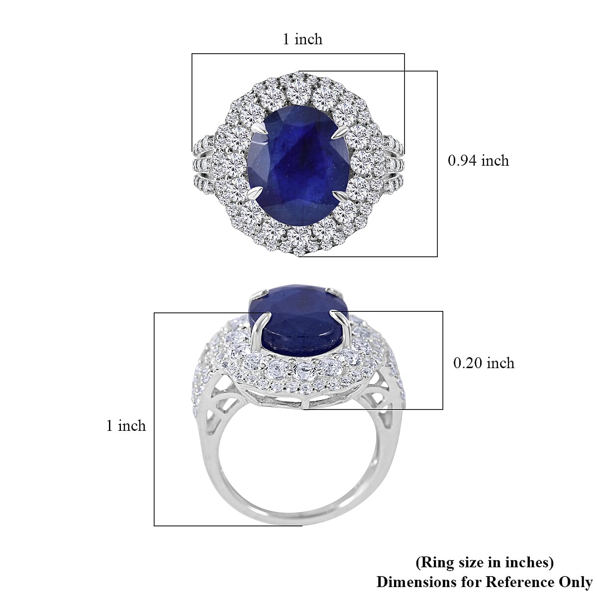 Masoala Sapphire (D) and White Topaz Double Halo Ring in Platinum Over Sterling Silver (Size 7.0) 9.30 ctw image number 4