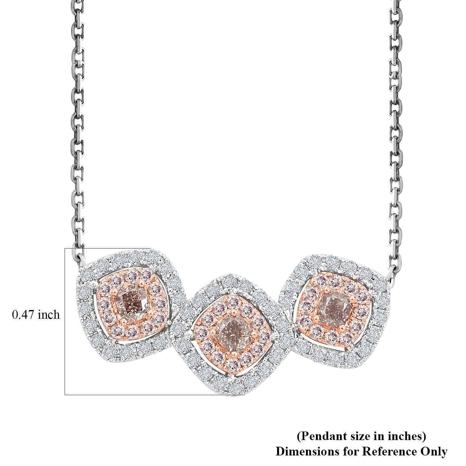 Modani 14K Rose and White Gold VS-SI Natural Pink and White Diamond Necklace 18 Inches 5.85 Grams 1.40 ctw
