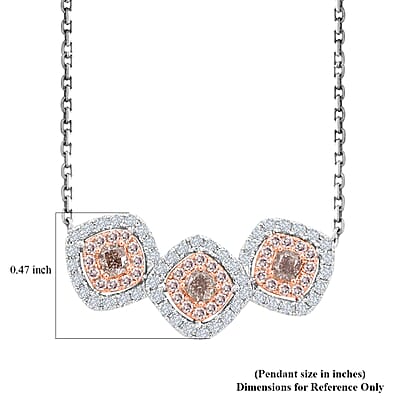Modani 14K Rose and White Gold VS-SI Natural Pink and White Diamond Necklace 18 Inches 5.85 Grams 1.40 ctw