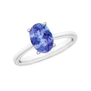 Tanzanite Solitaire Ring in Platinum Over Sterling Silver (Size 10.0) 1.35 ctw
