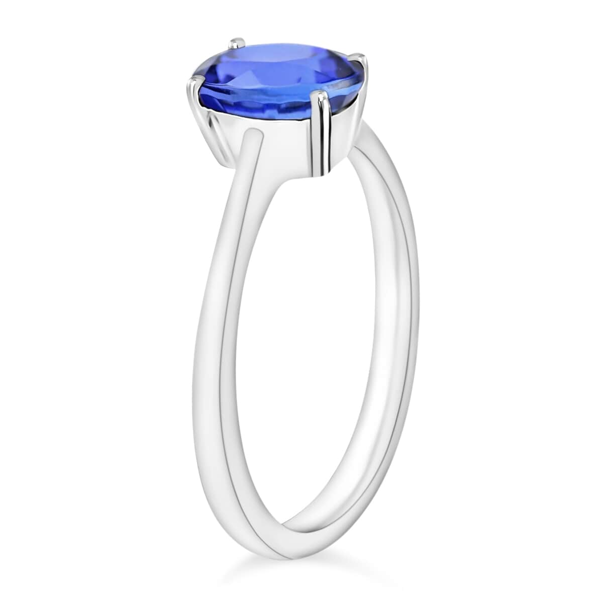 Tanzanite Solitaire Ring in Platinum Over Sterling Silver (Size 10.0) 1.35 ctw image number 2