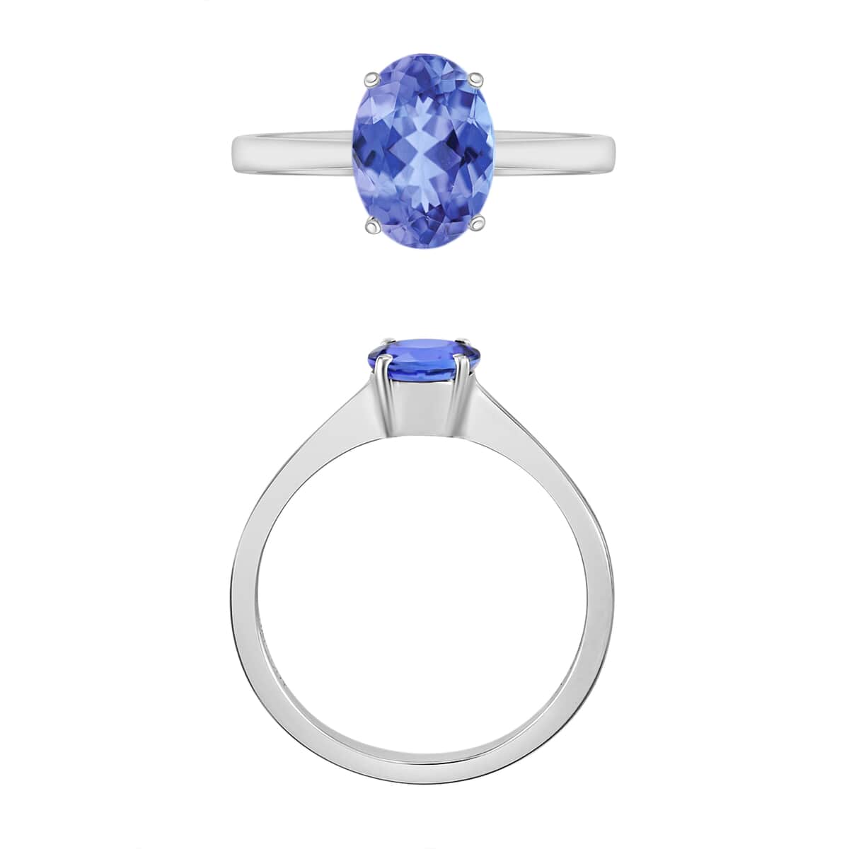 Tanzanite Solitaire Ring in Platinum Over Sterling Silver (Size 10.0) 1.35 ctw image number 3