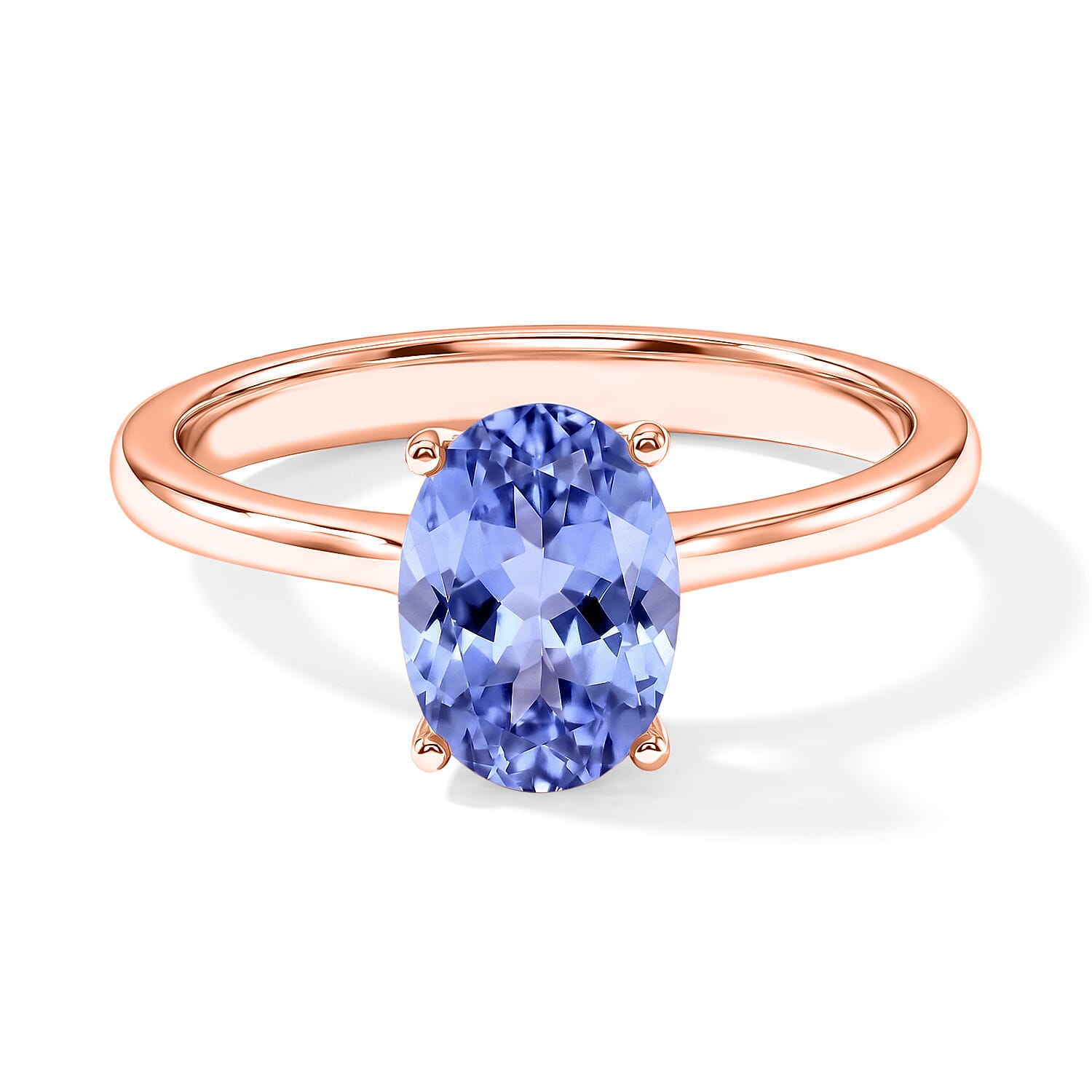 Tanzanite 1.35 ctw Solitaire Ring in Vermeil Rose Gold Over Sterling Silver (Size 11.0)