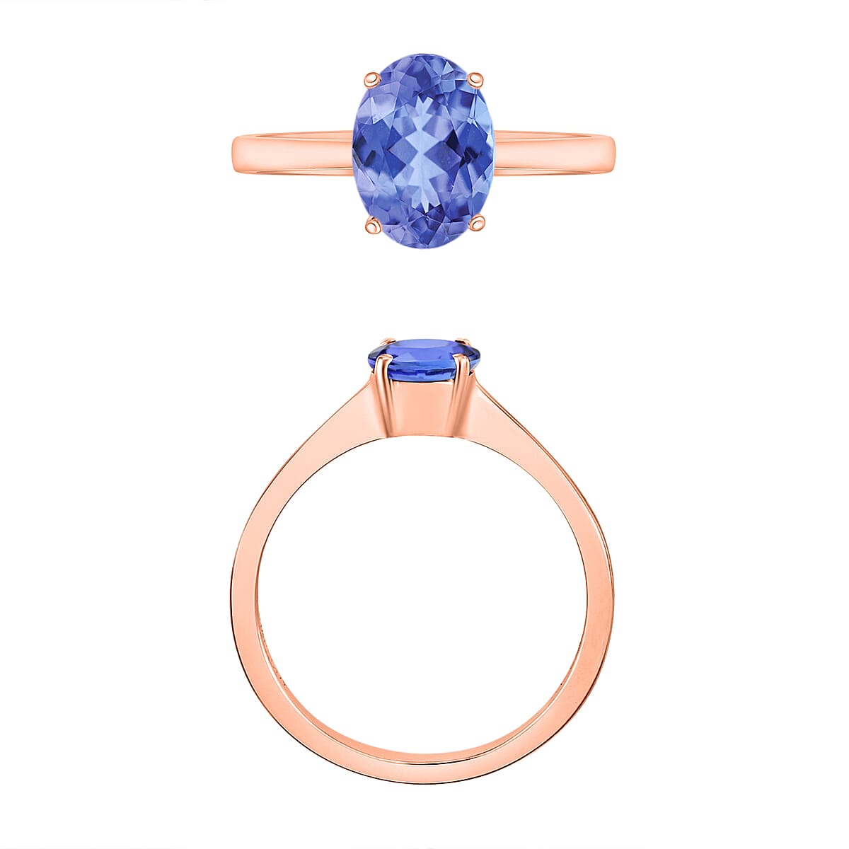 Tanzanite 1.35 ctw Solitaire Ring in Vermeil Rose Gold Over Sterling Silver (Size 6.0) image number 3