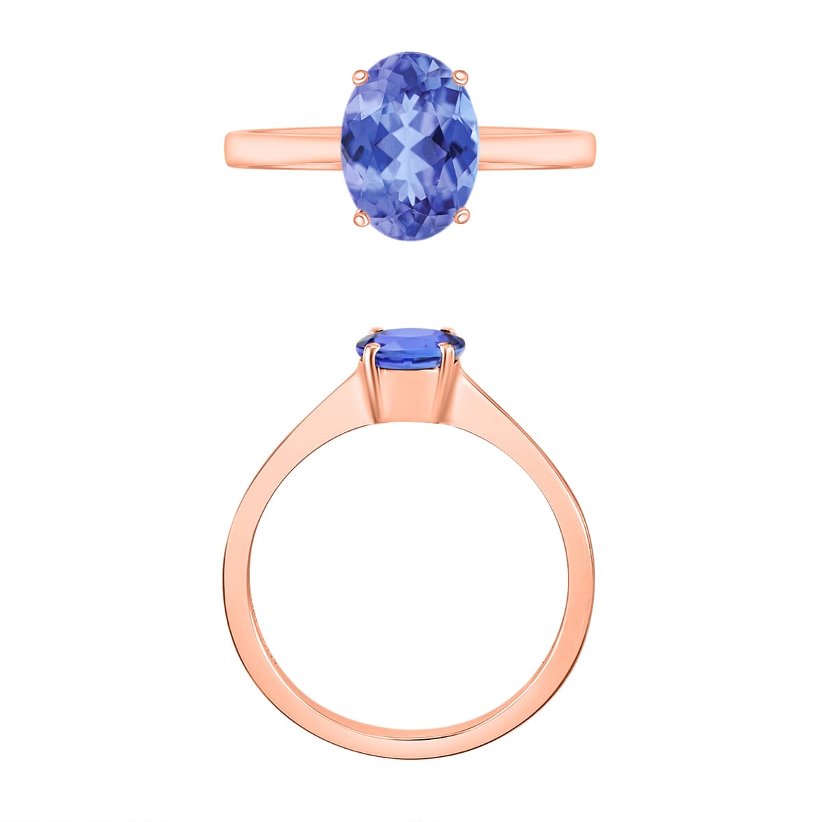 Tanzanite 1.35 ctw Solitaire Ring in Vermeil Rose Gold Over Sterling Silver (Size 6.5) image number 3