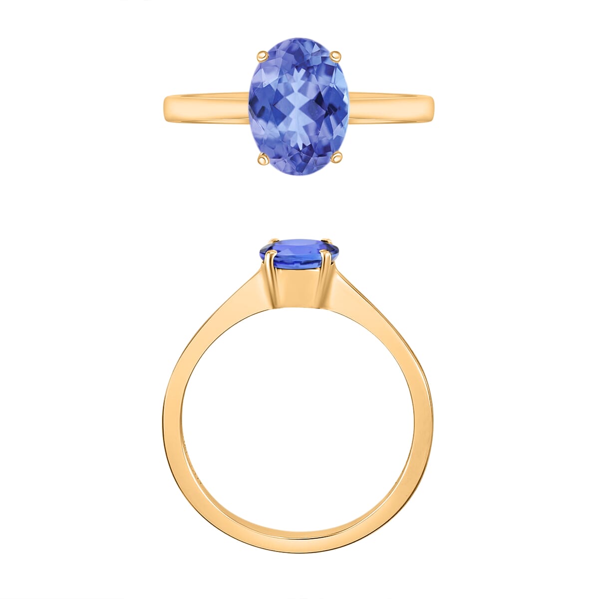 Tanzanite 1.35 ctw Solitaire Ring in Vermeil Yellow Gold Over Sterling Silver (Size 10) image number 3