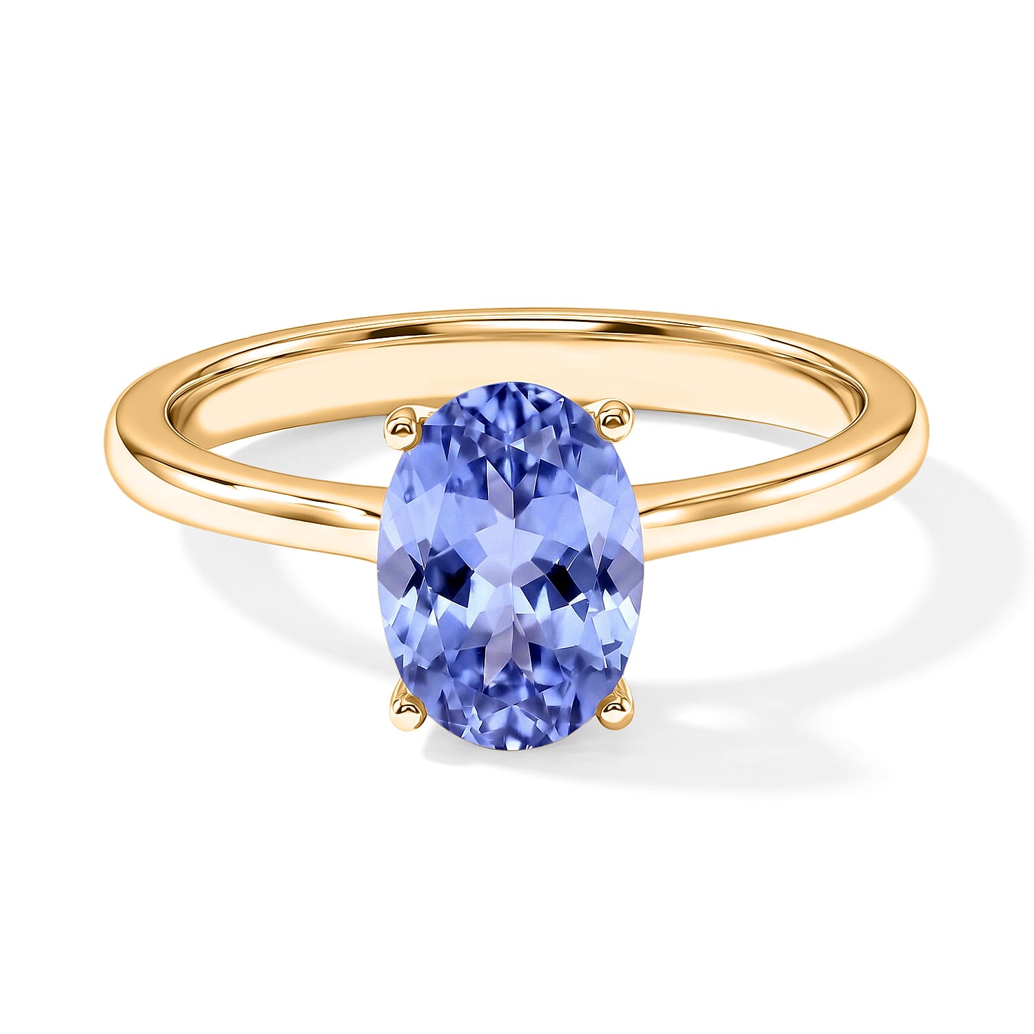 Tanzanite 1.35 ctw Solitaire Ring in Vermeil Yellow Gold Over Sterling Silver (Size 11.5)