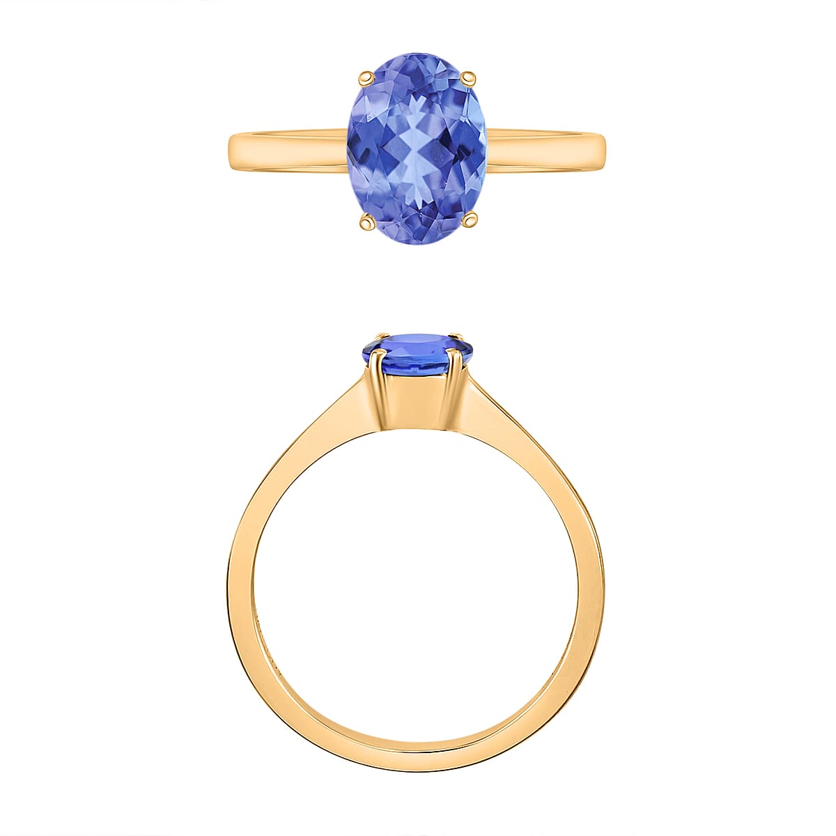 Tanzanite 1.35 ctw Solitaire Ring in Vermeil Yellow Gold Over Sterling Silver (Size 6.0) (Del. in 10-12 Days) image number 3