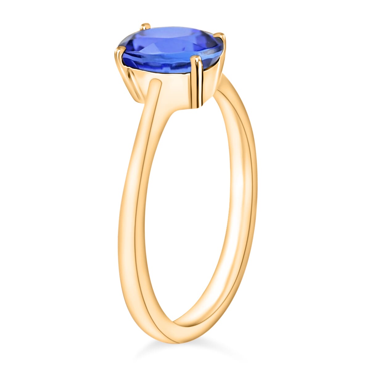 Tanzanite 1.35 ctw Solitaire Ring in Vermeil Yellow Gold Over Sterling Silver (Size 7.0) image number 2