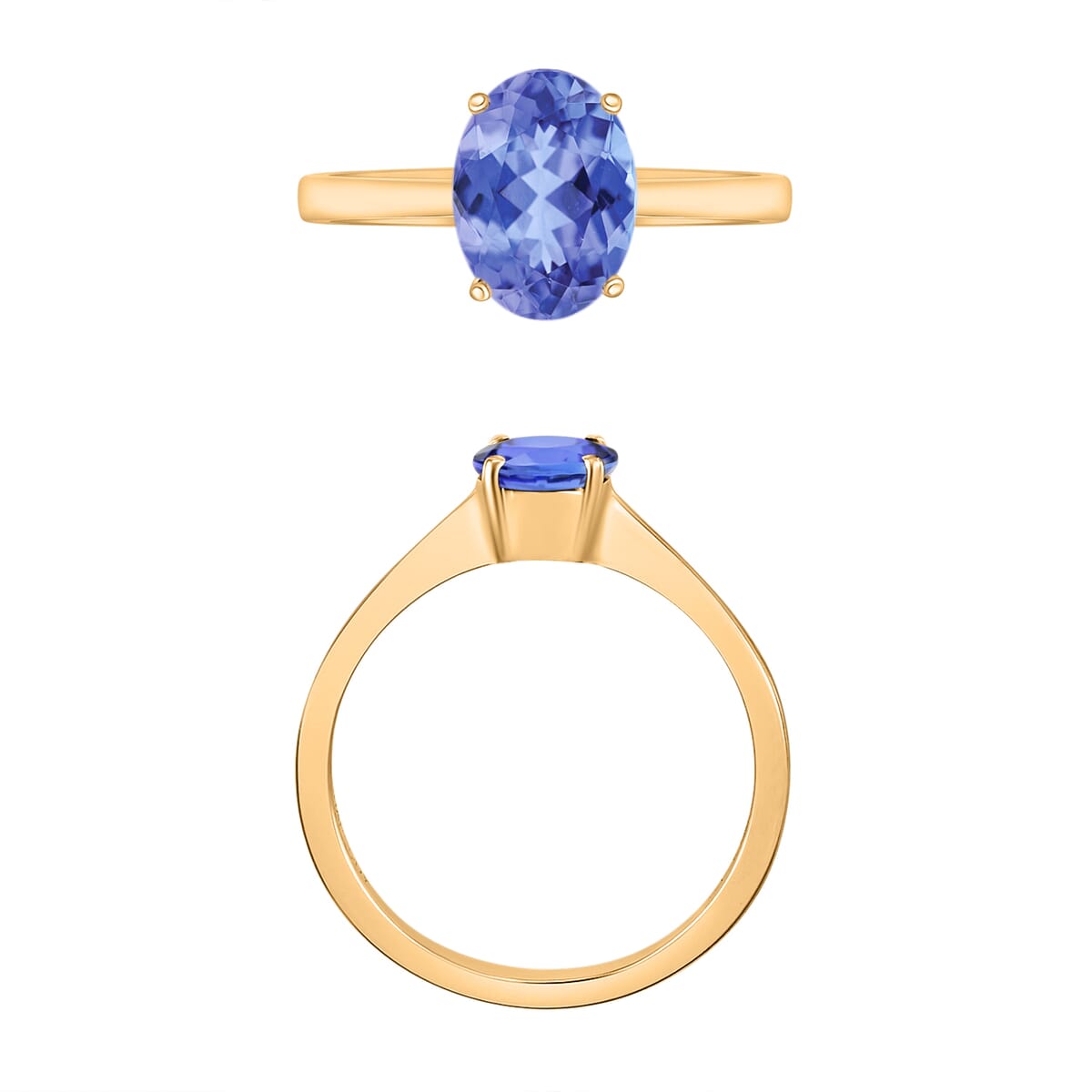 Tanzanite 1.35 ctw Solitaire Ring in Vermeil Yellow Gold Over Sterling Silver (Size 7.0) image number 3