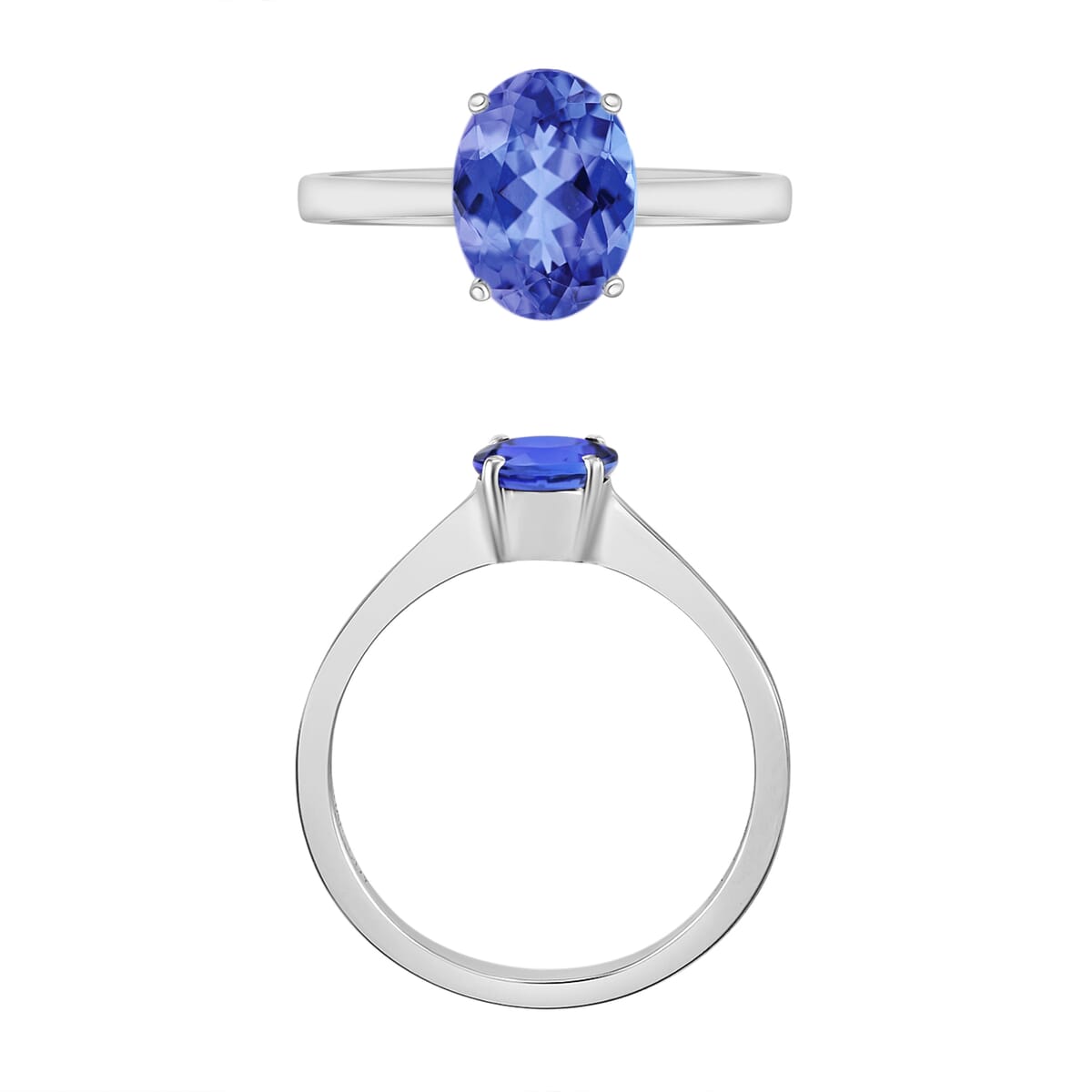 Luxoro Premium Tanzanite 1.35 ctw Solitaire Ring in 14K White Gold (Size 4.0) 4 Grams image number 3