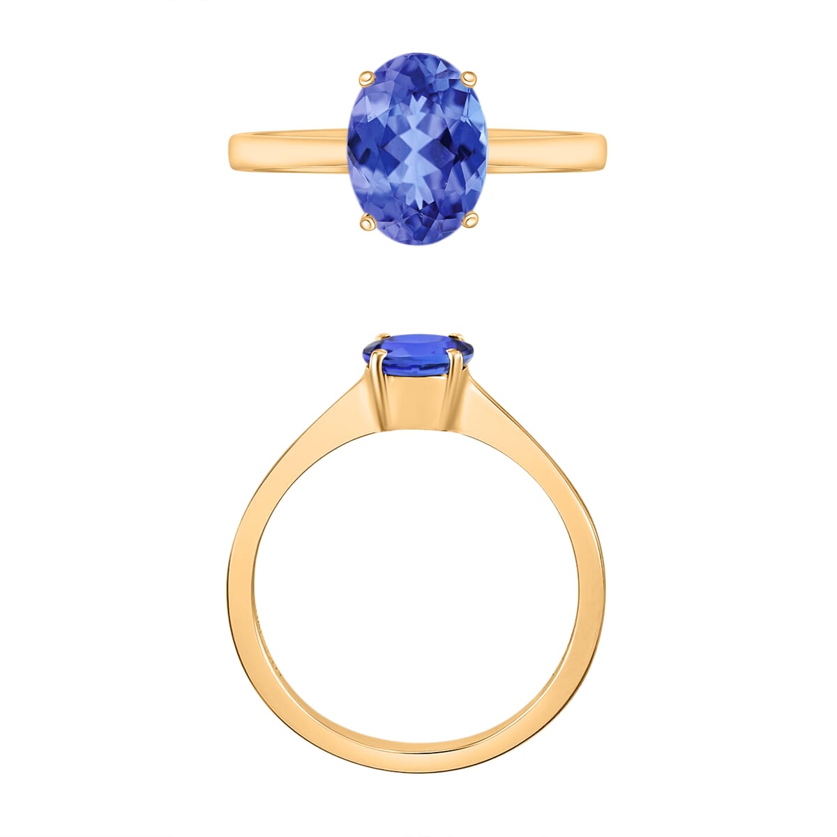 Luxoro Premium Tanzanite 1.35 ctw Solitaire Ring in 14K Yellow Gold (Size 10.0) 4 Grams image number 3