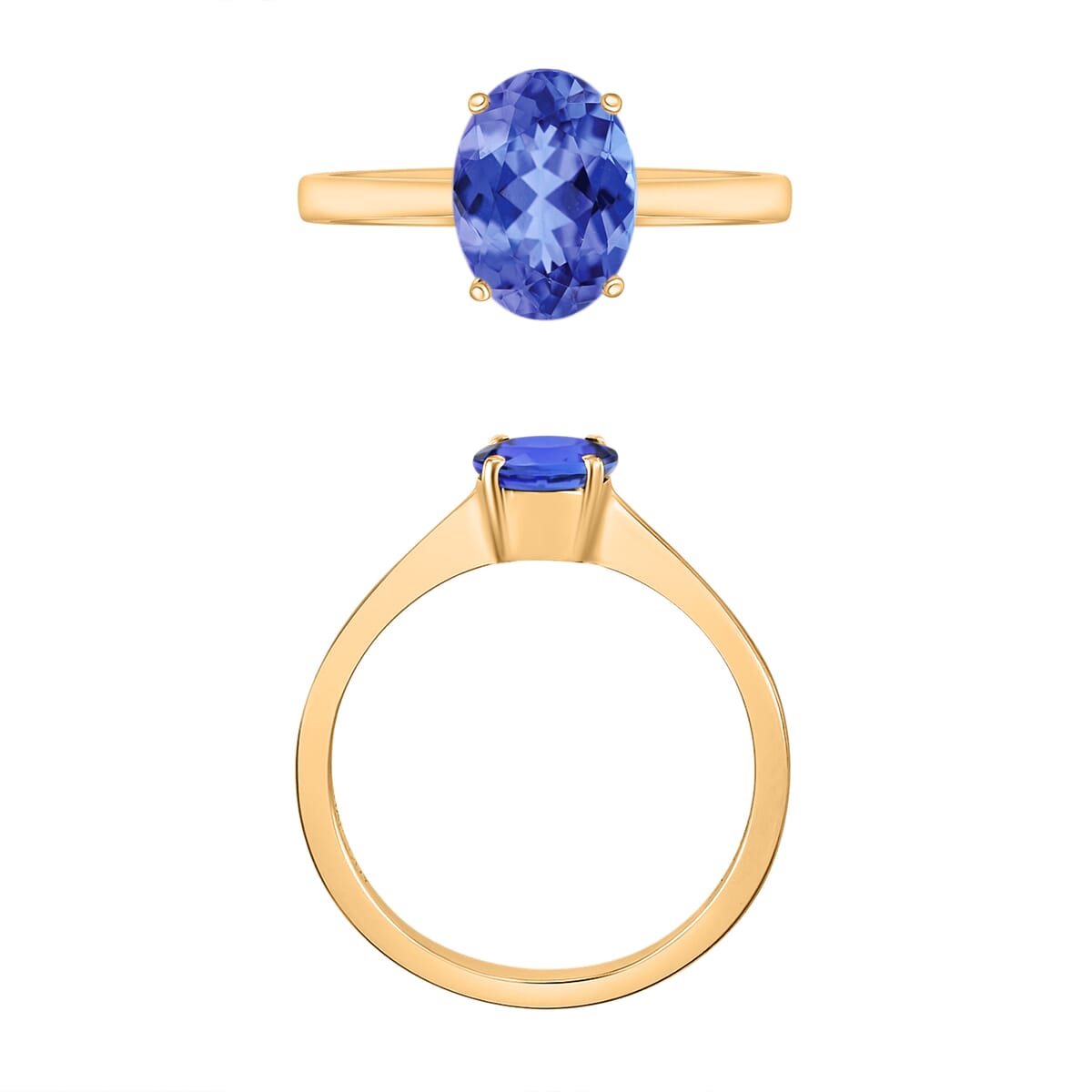 Luxoro Premium Tanzanite 1.35 ctw Solitaire Ring in 14K Yellow Gold (Size 8.0) 4 Grams image number 3