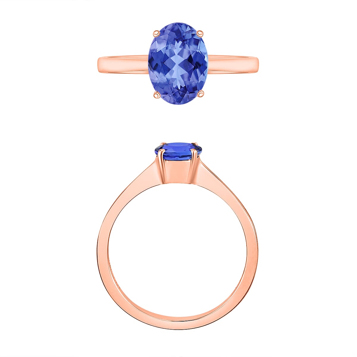 Luxoro Premium Tanzanite 1.35 ctw Solitaire Ring in 14K Rose Gold (Size 5.0) 4 Grams (Del. in 10-12 Days) image number 3