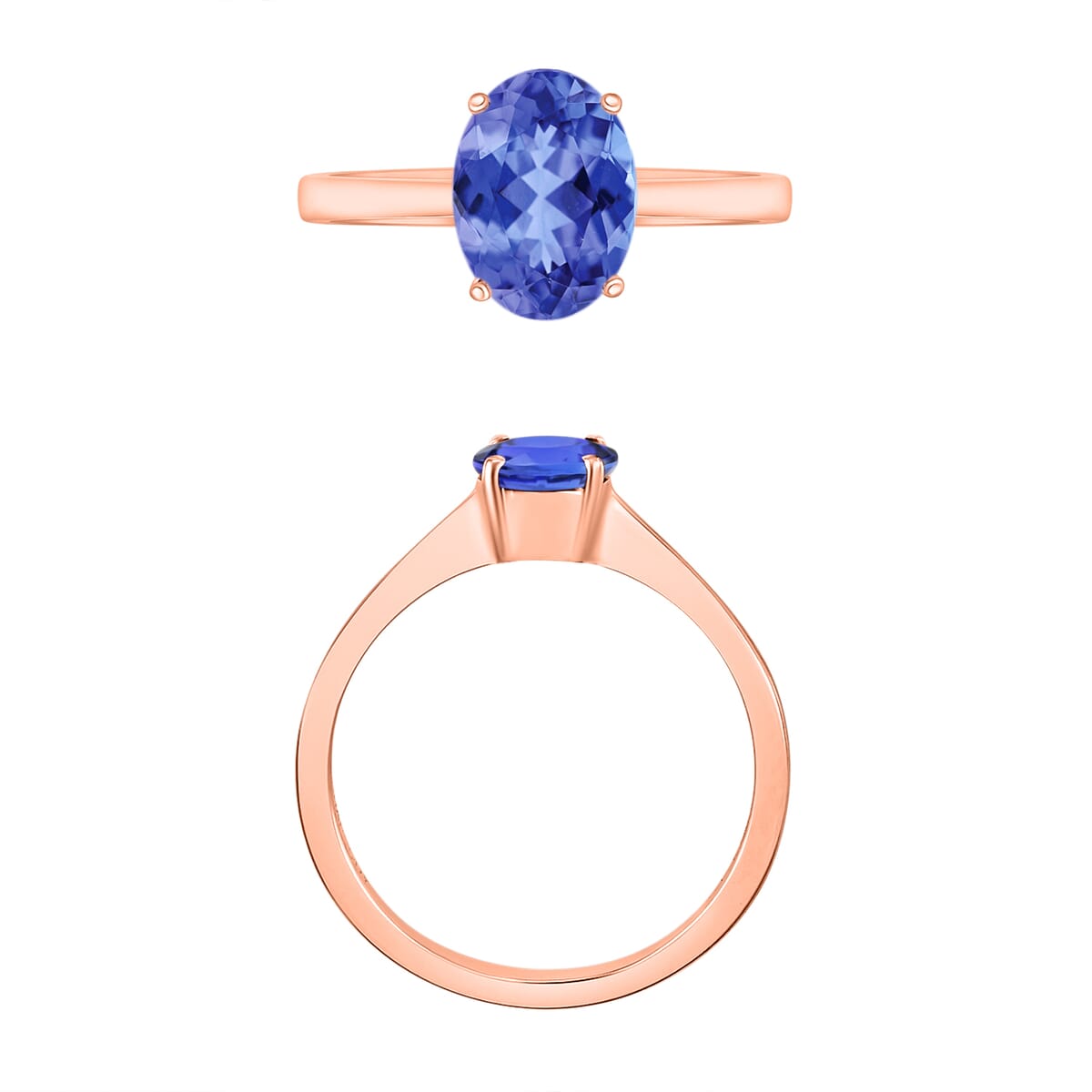 Luxoro Premium Tanzanite 1.35 ctw Solitaire Ring in 14K Rose Gold (Size 7.0) 4 Grams image number 3