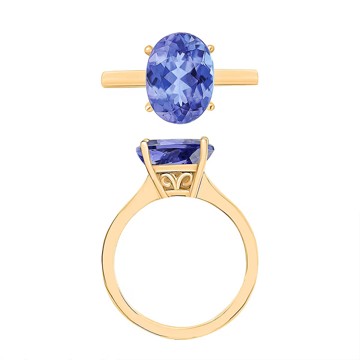 Tanzanite 3.00 ctw Solitaire Ring in Vermeil Yellow Gold Over Sterling Silver (Size 6.0) (Del. in 10-12 Days) image number 3