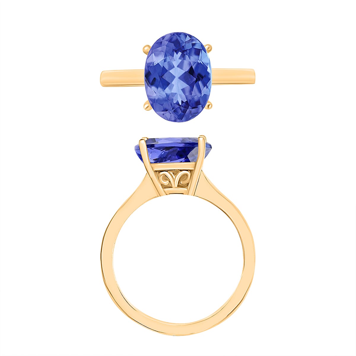 Luxoro Premium Tanzanite 3.00 ctw Solitaire Ring in 14K Yellow Gold (Size 7.0) 4 Grams (Del. in 10-12 Days) image number 3