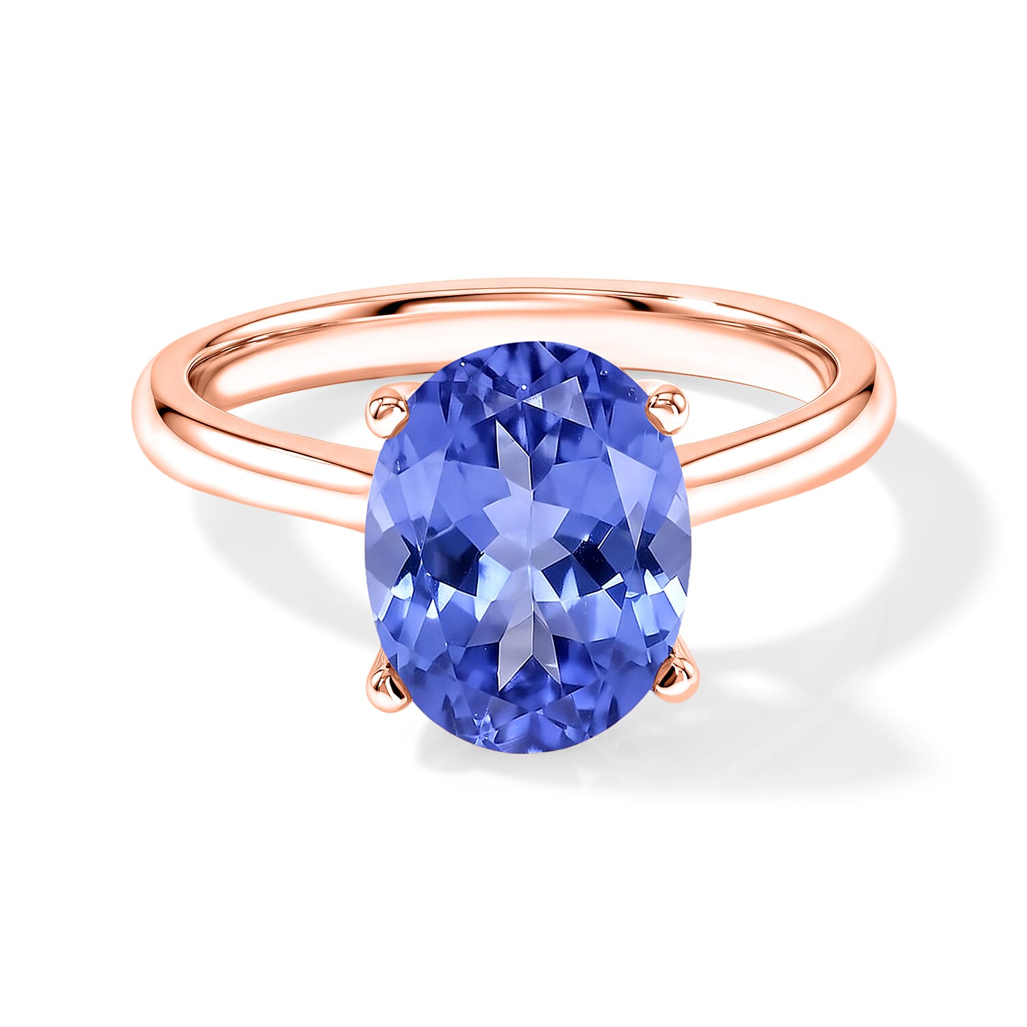 Luxoro Premium Tanzanite 3.00 ctw Solitaire Ring in 14K Rose Gold (Size 11.0)