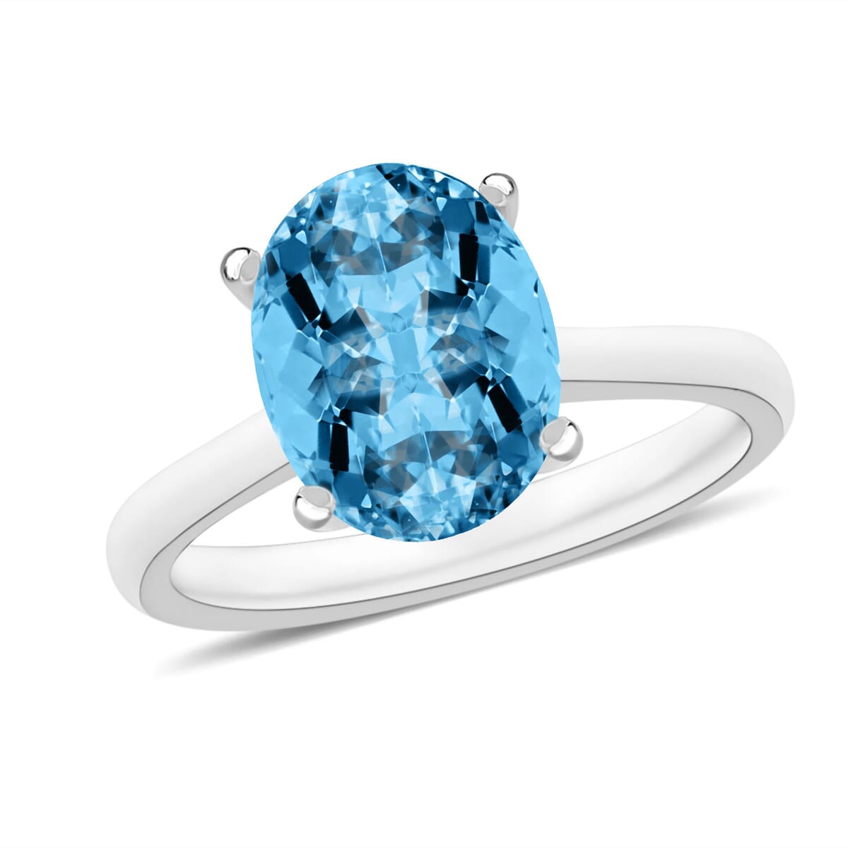 Rhapsody 950 Platinum AAAA Santa Maria Aquamarine Solitaire Ring (Size 10.0) 5.50 Grams 2.60 ctw image number 0