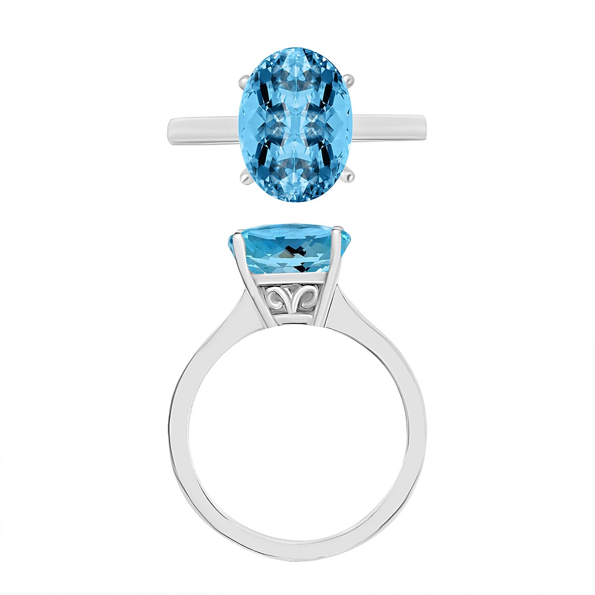 Rhapsody 950 Platinum AAAA Santa Maria Aquamarine Solitaire Ring (Size 7.0) 5.50 Grams 2.60 ctw (Del. in 10-12 Days) image number 3