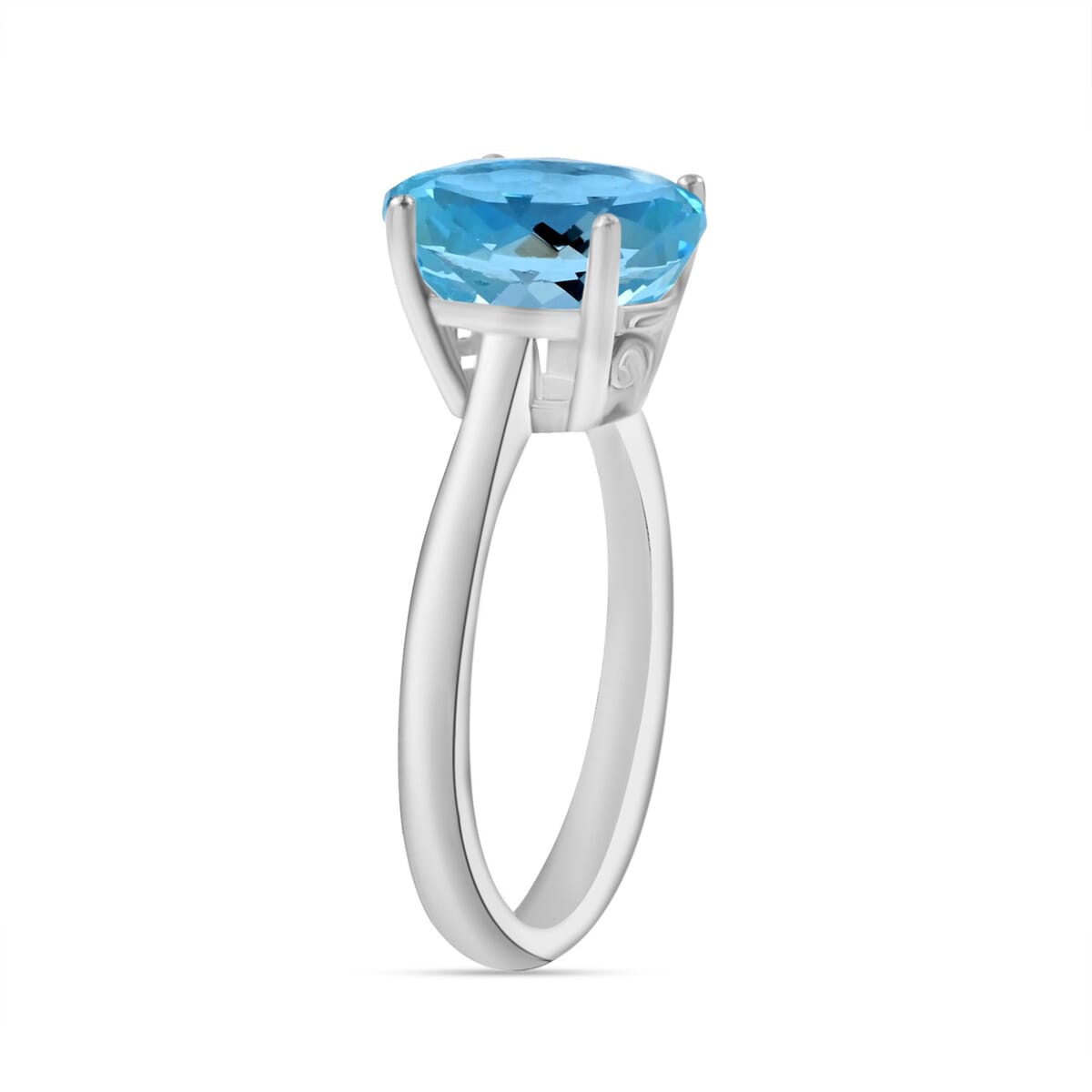 Rhapsody 950 Platinum AAAA Santa Maria Aquamarine Solitaire Ring (Size 8.0) 5.50 Grams 2.60 ctw image number 2