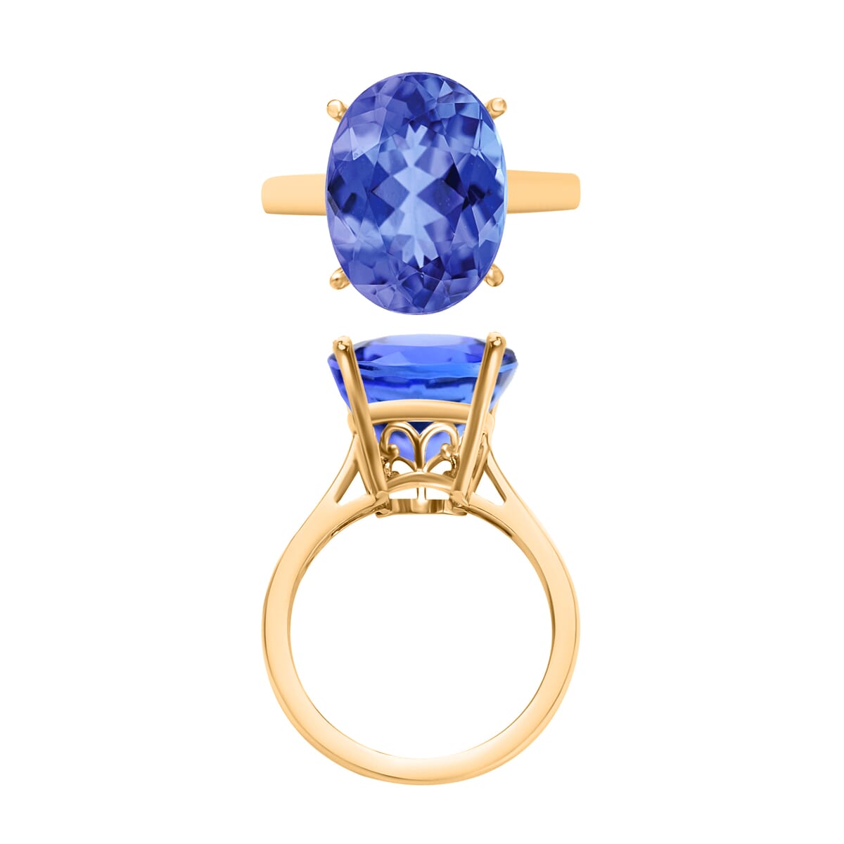 Luxoro 14K Yellow Gold Premium Tanzanite Solitaire Ring (Size 4.0) 4 Grams 5.00 ctw image number 3