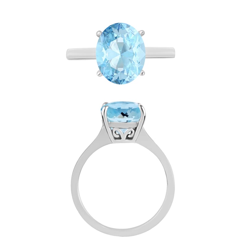 Luxoro 14K White Gold Premium Mangoro Aquamarine Solitaire Ring (Size 10.0) 2.40 ctw