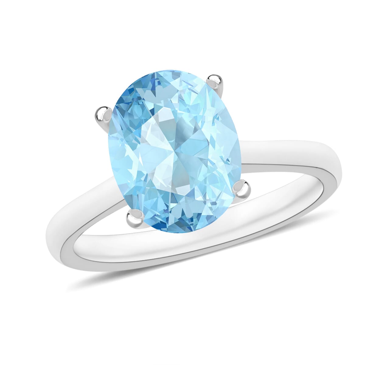 Luxoro 14K White Gold Premium Mangoro Aquamarine Solitaire Ring (Size 10.5) 4 Grams 2.40 ctw image number 0