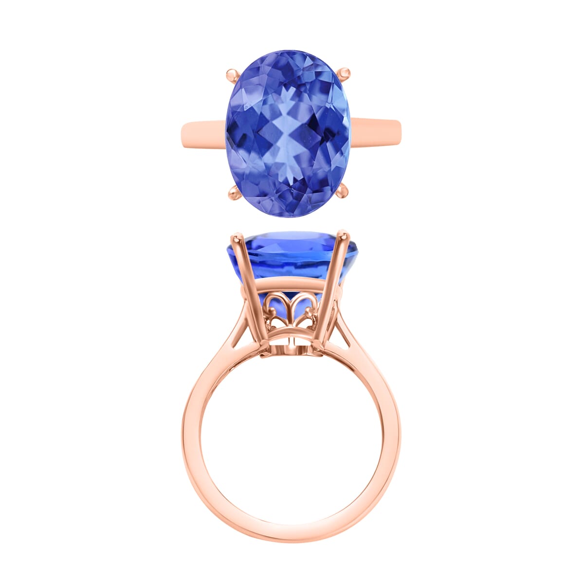Luxoro 14K Rose Gold Premium Tanzanite Solitaire Ring (Size 4.0) 4 Grams 5.00 ctw image number 3