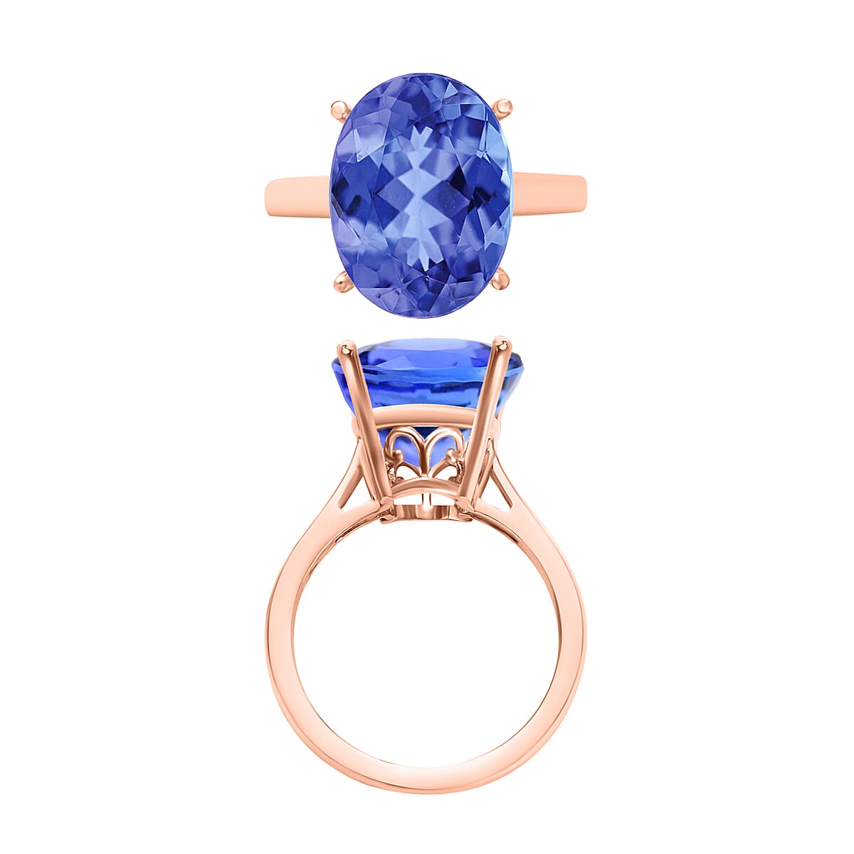 Luxoro Premium Tanzanite 5.00 ctw Solitaire Ring in 14K Rose Gold (Size 4.5) 4 Grams (Del. in 10-12 Days) image number 3