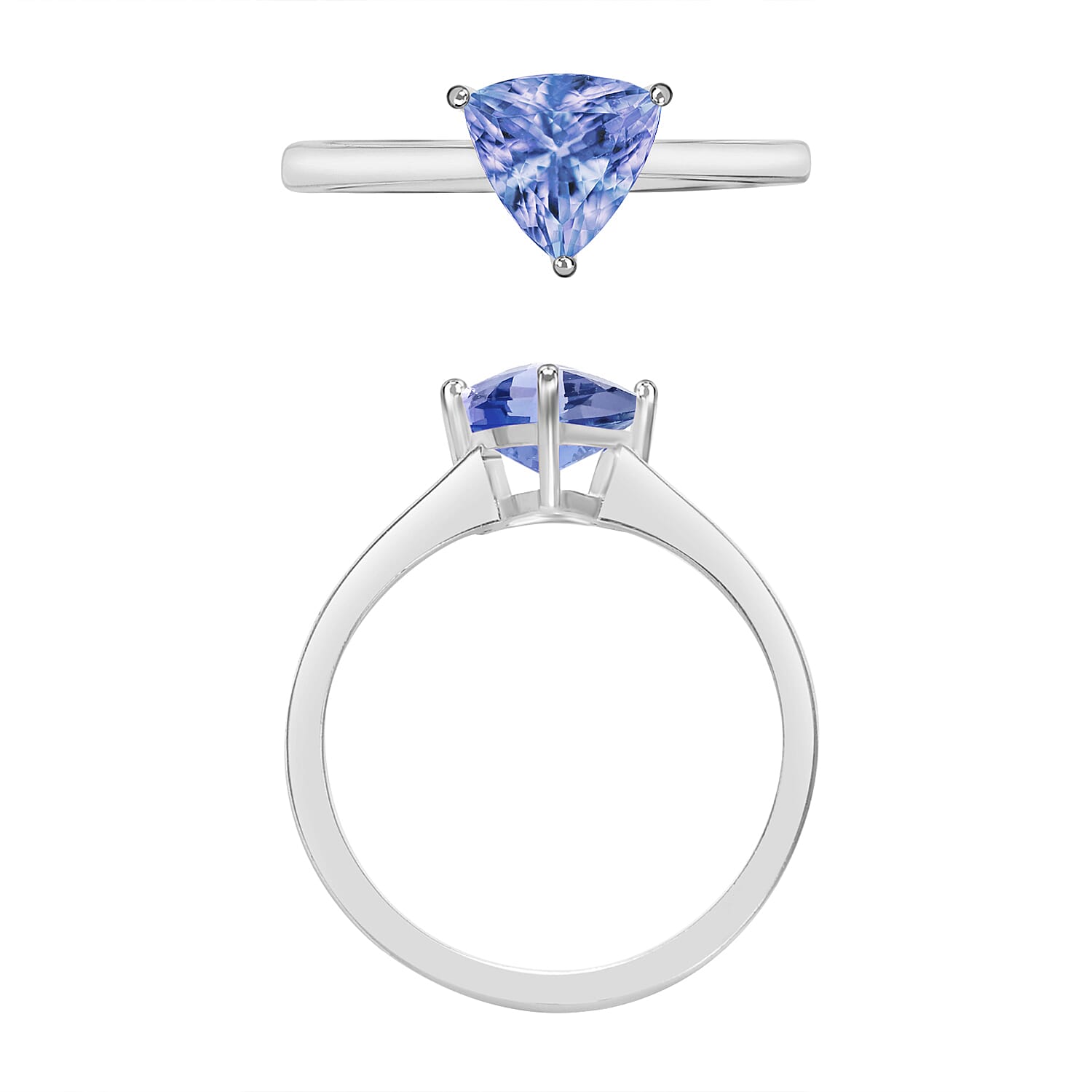 Tanzanite 1.50 ctw Solitaire Ring in Platinum Over Sterling Silver (Size 11.0)