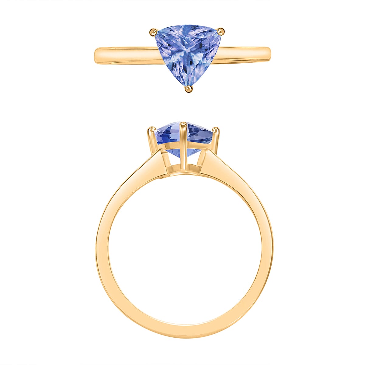 Tanzanite 1.50 ctw Solitaire Ring in Vermeil Yellow Gold Over Sterling Silver (Size 4.5) (Del. in 10-12 Days) image number 3
