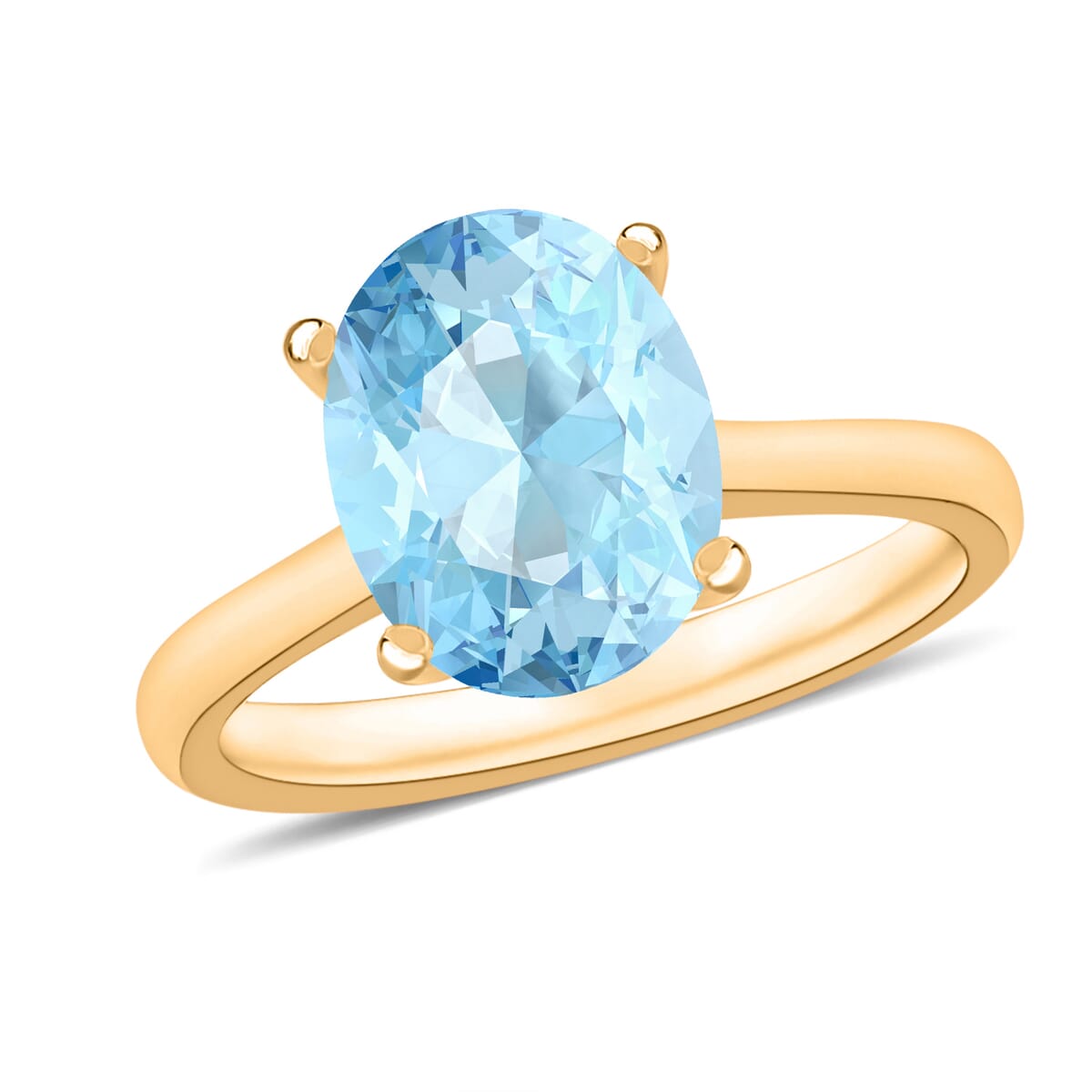 Luxoro 14K Yellow Gold Premium Mangoro Aquamarine Solitaire Ring (Size 5.5) 4 Grams 2.40 ctw image number 0