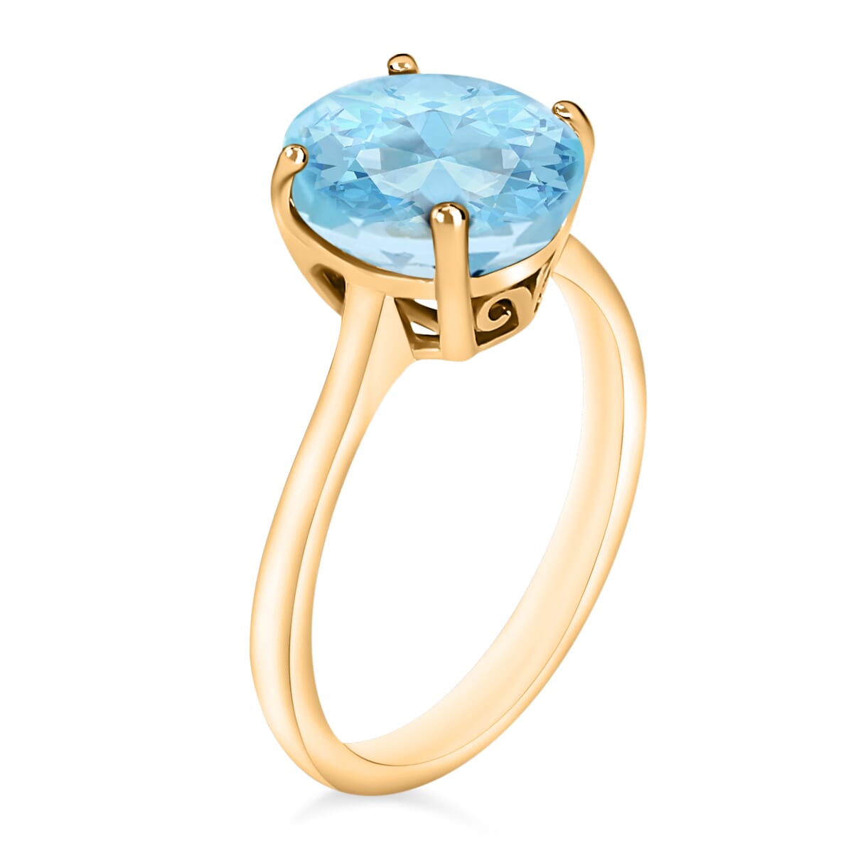 Luxoro 14K Yellow Gold Premium Mangoro Aquamarine Solitaire Ring (Size 5.5) 4 Grams 2.40 ctw image number 2