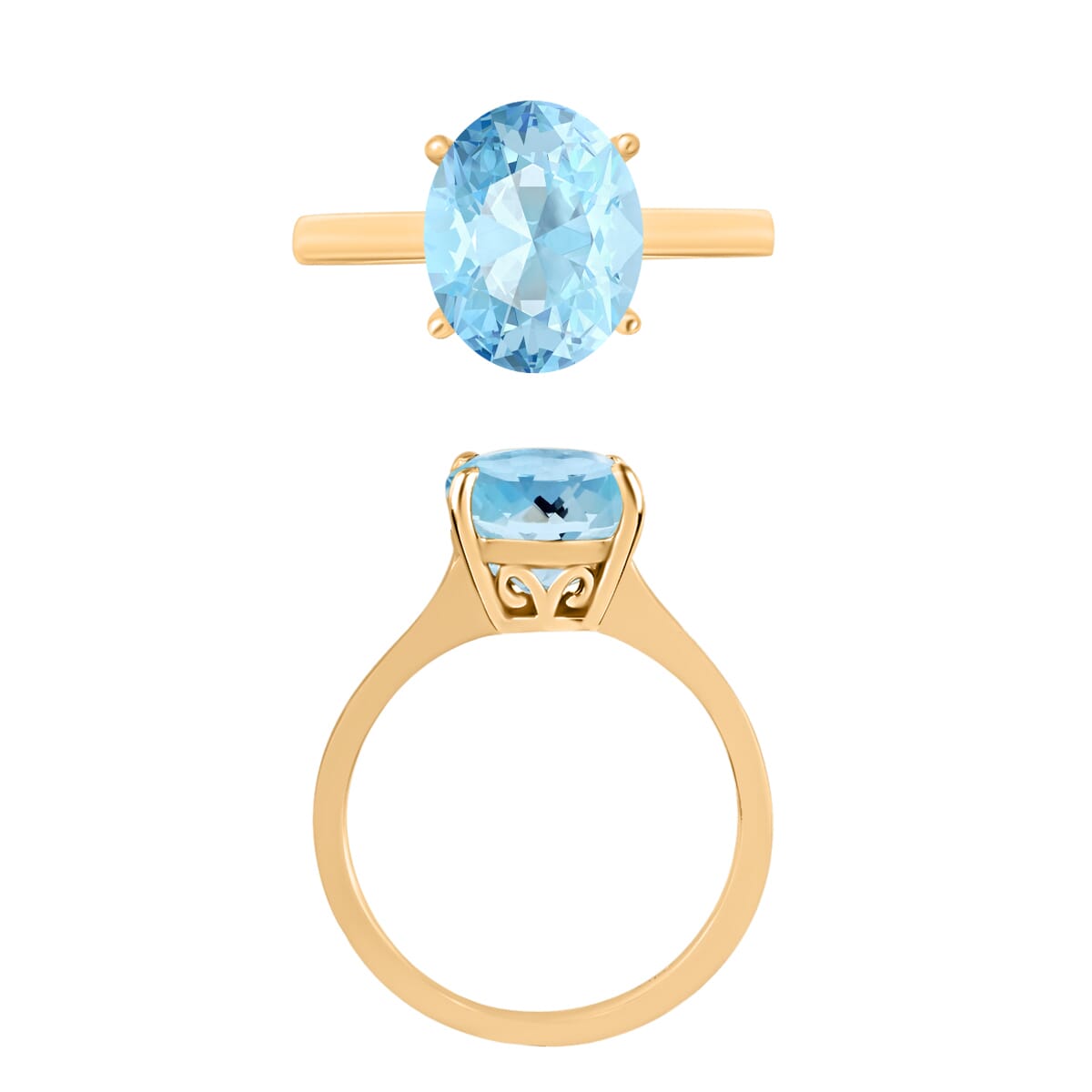 Luxoro 14K Yellow Gold Premium Mangoro Aquamarine Solitaire Ring (Size 5.5) 4 Grams 2.40 ctw image number 3