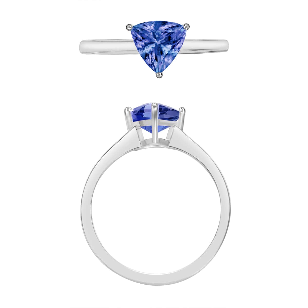 Tanzanite Solitaire Ring in Platinum Over Sterling Silver (Size 10.0) 1.50 ctw image number 3