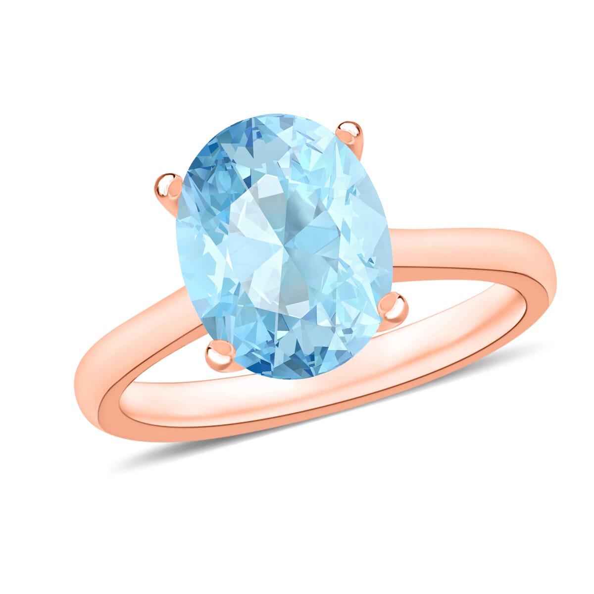 Luxoro 14K Rose Gold Premium Mangoro Aquamarine Solitaire Ring (Size 8.0) 4 Grams 2.40 ctw image number 0