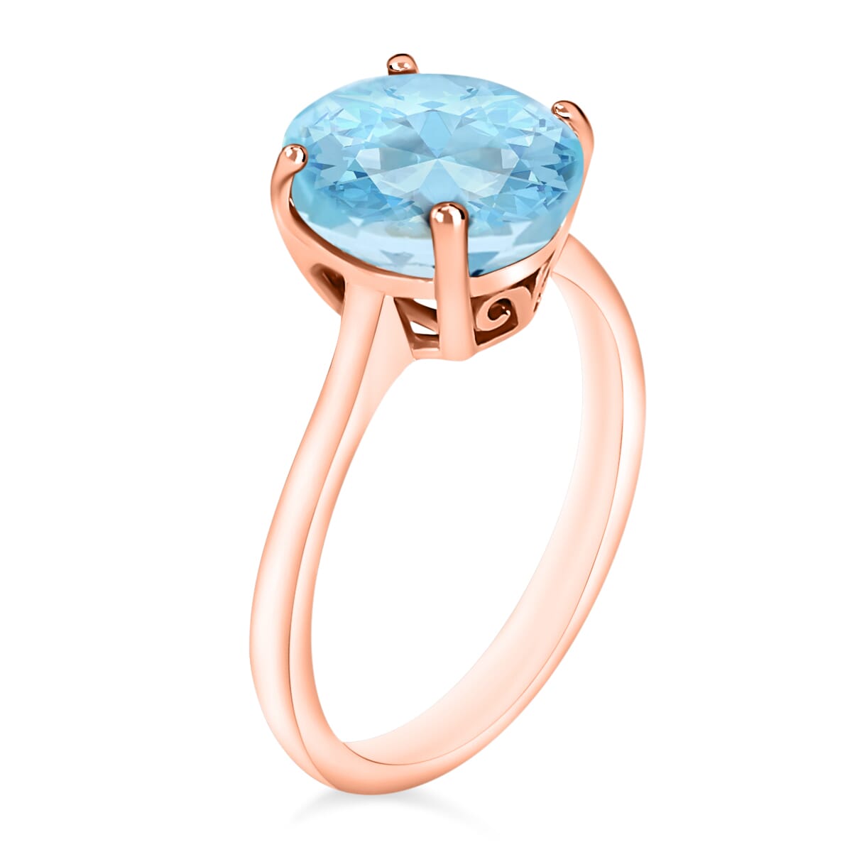 Luxoro 14K Rose Gold Premium Mangoro Aquamarine Solitaire Ring (Size 8.0) 4 Grams 2.40 ctw image number 2