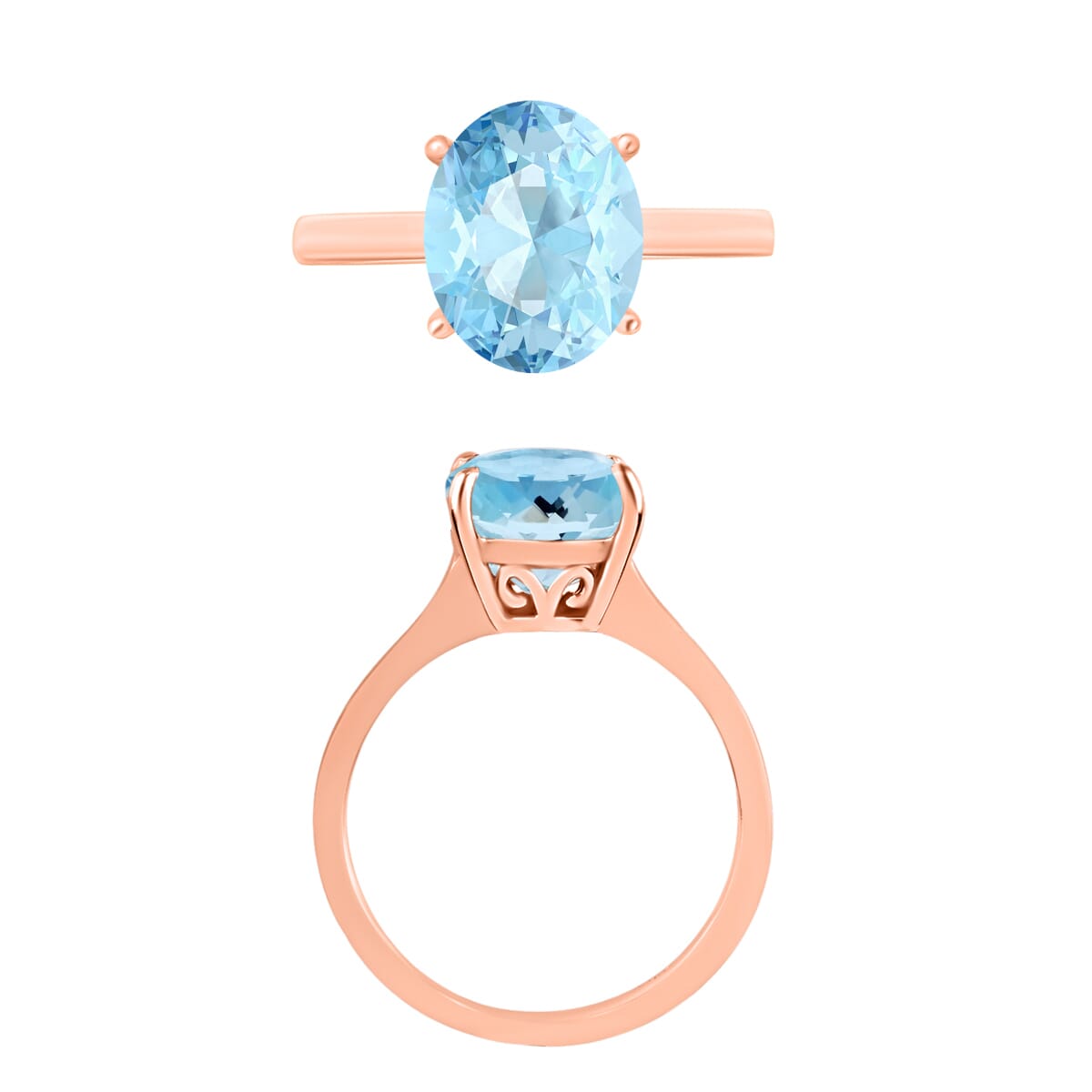 Luxoro 14K Rose Gold Premium Mangoro Aquamarine Solitaire Ring (Size 8.0) 4 Grams 2.40 ctw image number 3