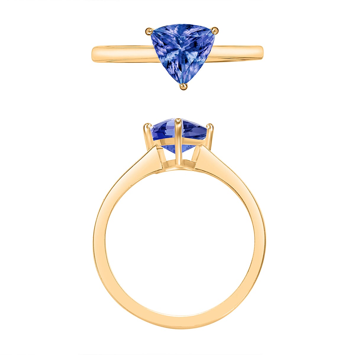Luxoro Premium Tanzanite 1.50 ctw Solitaire Ring in 14K Yellow Gold (Size 10.5) 4 Grams image number 3