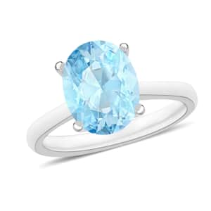Mangoro Aquamarine Solitaire Ring in Platinum Over Sterling Silver (Size 10) 2.40 ctw