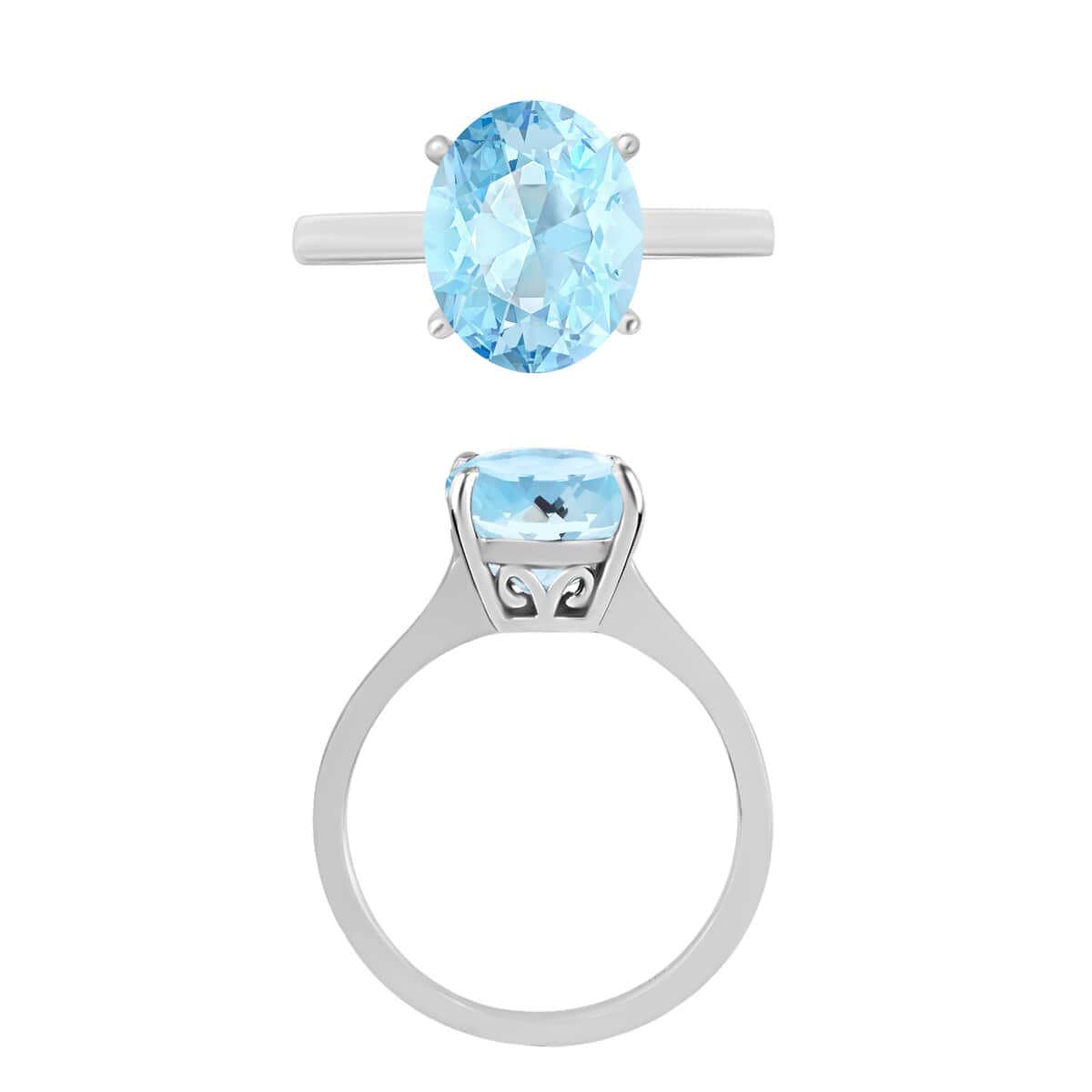 Luxoro 14K White Gold Premium Mangoro Aquamarine Solitaire Ring (Size 10.0) 4 Grams 2.40 ctw image number 3