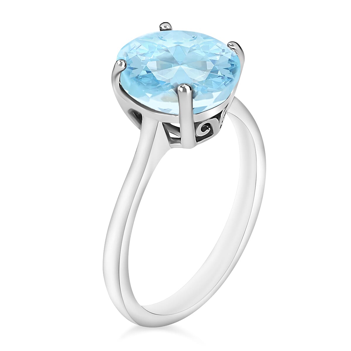 Mangoro Aquamarine 2.40 ctw Solitaire Ring in Platinum Over Sterling Silver (Size 6.0) (Del. in 10-12 Days) image number 2
