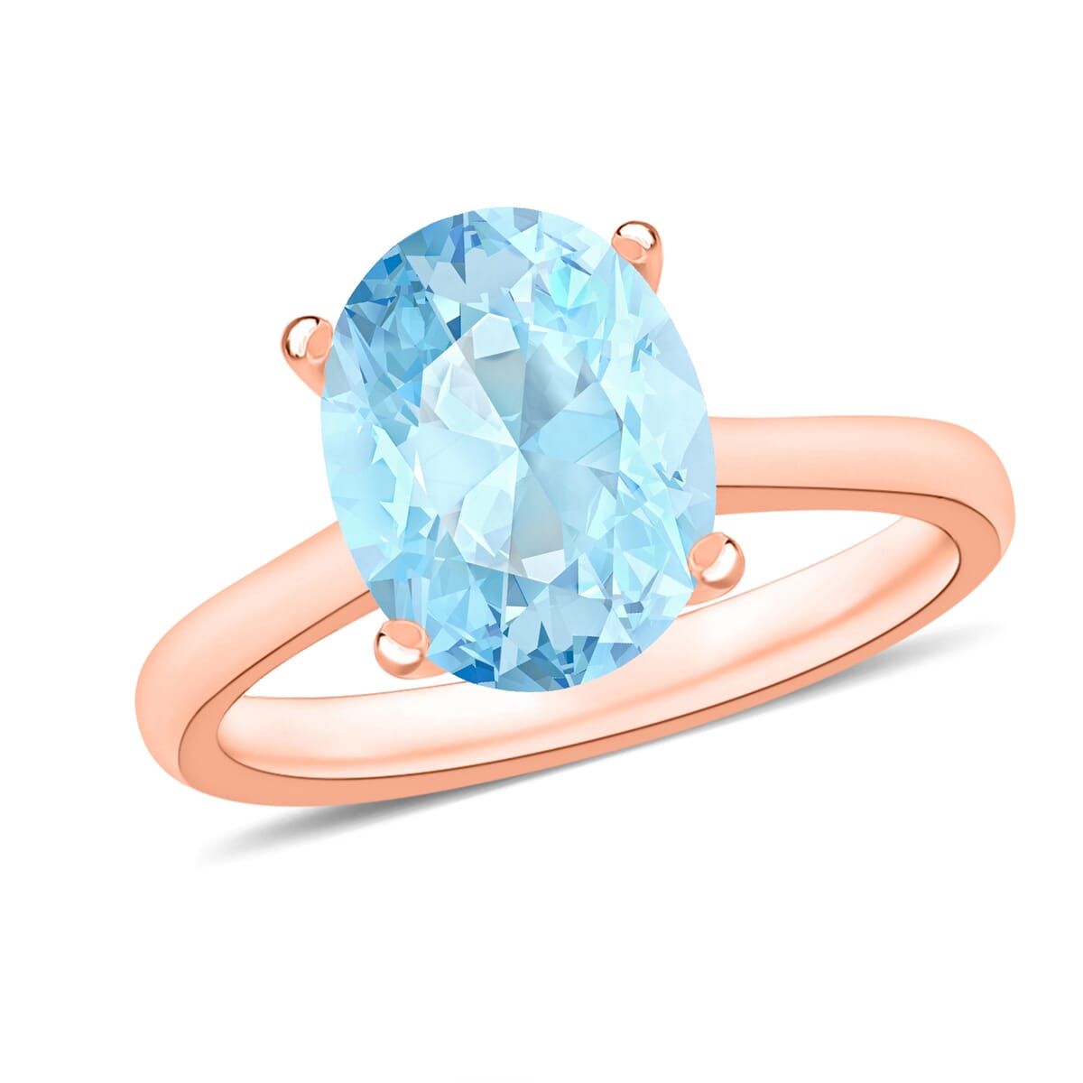 Mangoro Aquamarine 2.40 ctw Solitaire Ring in Vermeil Rose Gold Over Sterling Silver (Size 11.5) image number 0