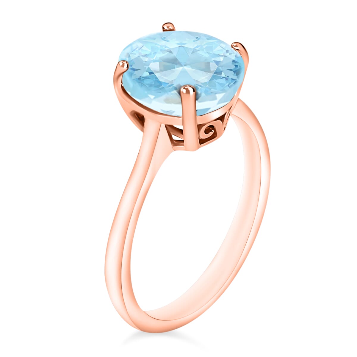 Mangoro Aquamarine 2.40 ctw Solitaire Ring in Vermeil Rose Gold Over Sterling Silver (Size 11.5) image number 2